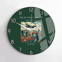 Thumbnail for VINTAGE G4089 - The Runway Garden - Designed Wall Clocks design on darkgreen no-frame
