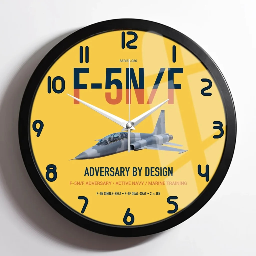F-5N F Adversary design on yellow framed wall clock
