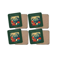 Thumbnail for The County Nurse Rounds - Designed Coasters design on dark green 4-pieces-set