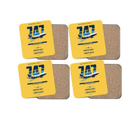 Thumbnail for Boeing 747SP design on yellow 4 pieces set coaster