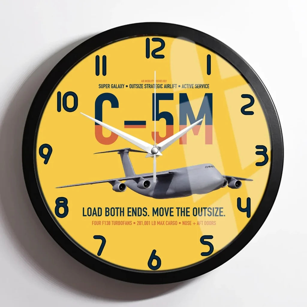C-5M Super Galaxy design on yellow framed wall clock