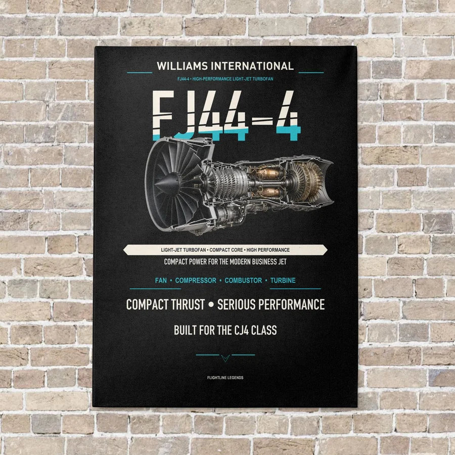 FJ44-4 vertical canvas print - no frame - black background