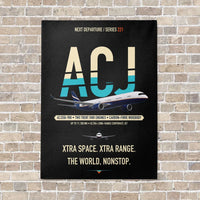 Thumbnail for Airbus ACJ350 / exact ACJ350-900 vertical canvas print - no frame - black background