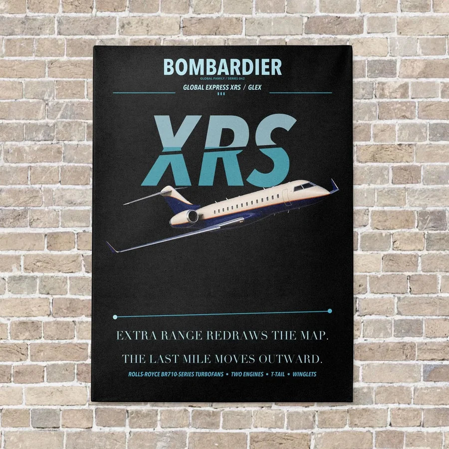 Bombardier Global Express XRS vertical canvas print - no frame - black background