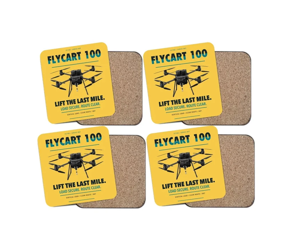 DJI FlyCart 100 design on yellow 4 pieces set coaster