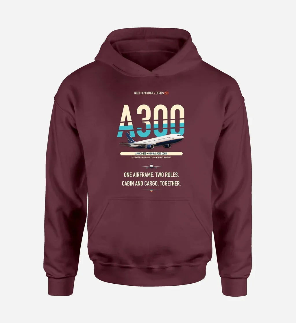 Airbus A300C4-203 design on dark red hoodie single side