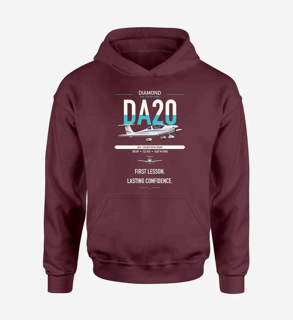 Diamond DA20 design on dark red double-side hoodie, single-side print