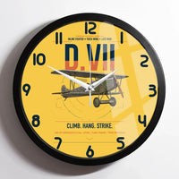 Thumbnail for Fokker D.VII design on yellow framed wall clock