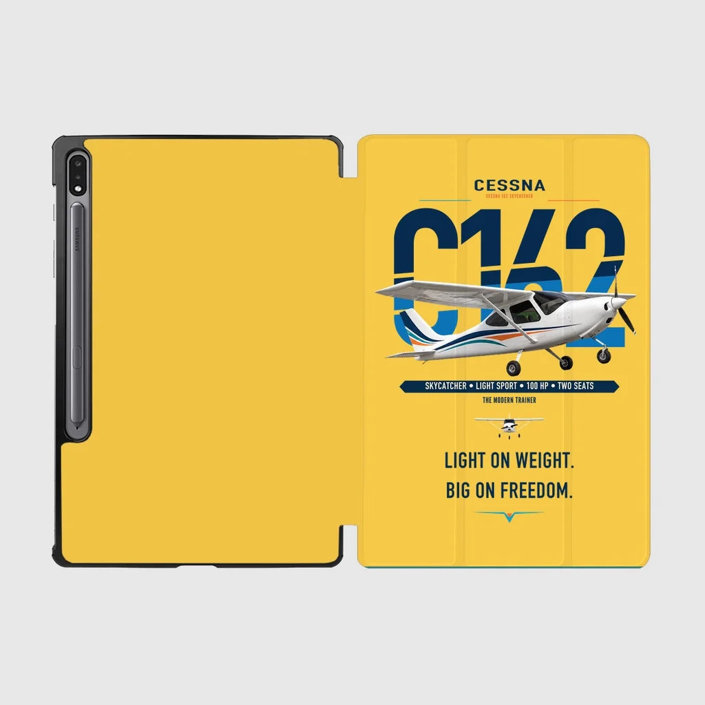 Cessna 162 Skycatcher design on yellow samsung tablet tablet case