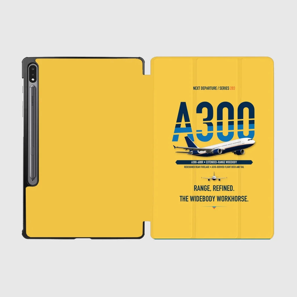 Airbus A300-600R design on yellow samsung tablet tablet case