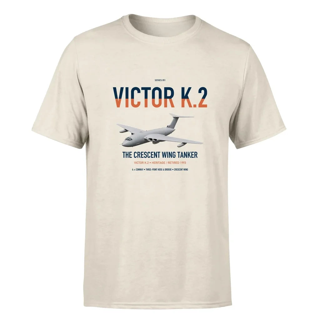 Handley Page Victor K.2 design on beige double-side t-shirt, single-side print
