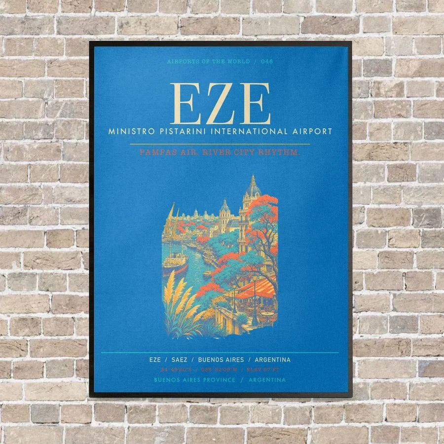 Buenos Aires Ministro Pistarini International Airport EZE - Canvas Framed - Turquoise