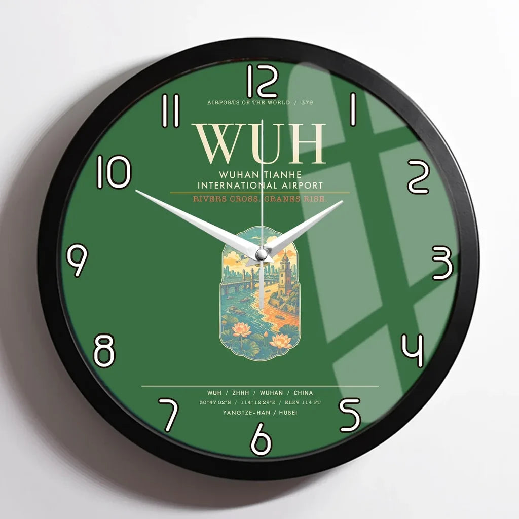 Wuhan Tianhe International Airport WUH Wall-Clock Framed - Green