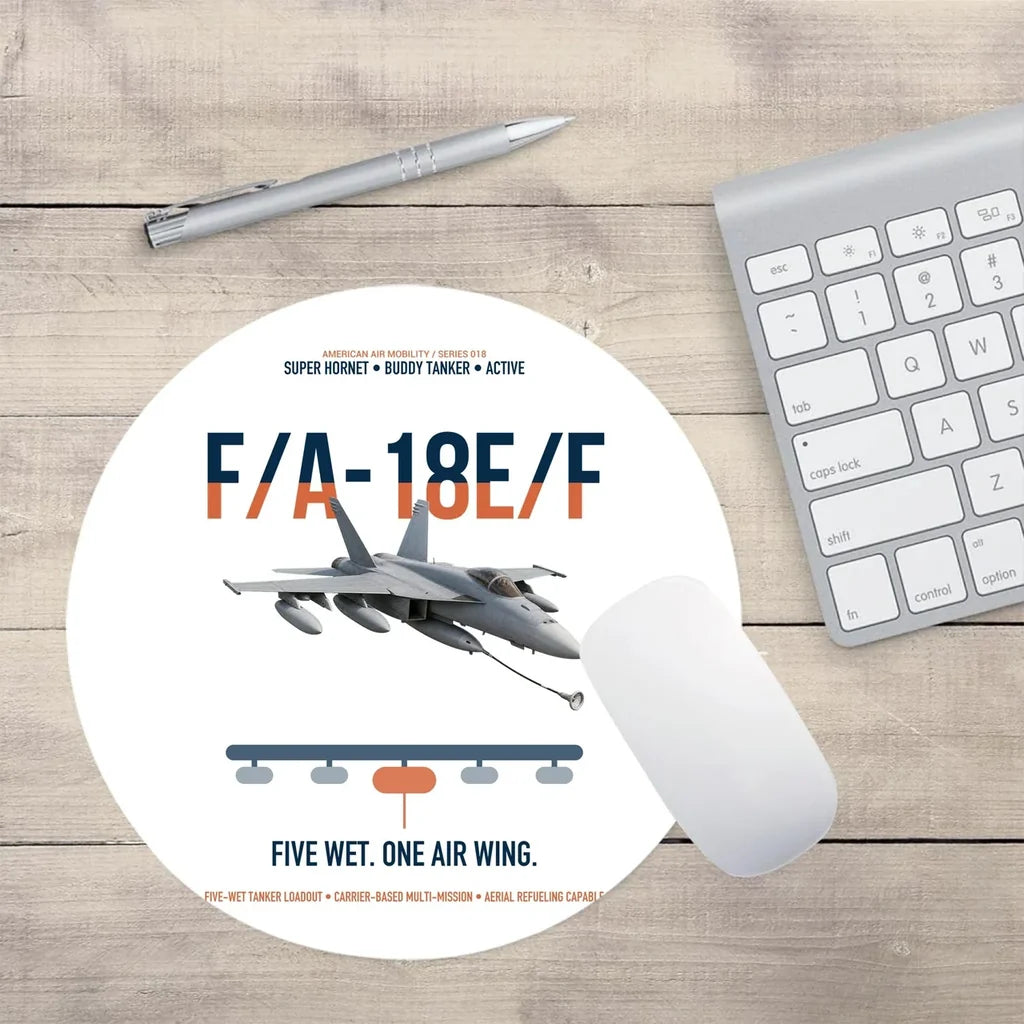 F A-18E F Buddy Tanker design on white round mouse pad