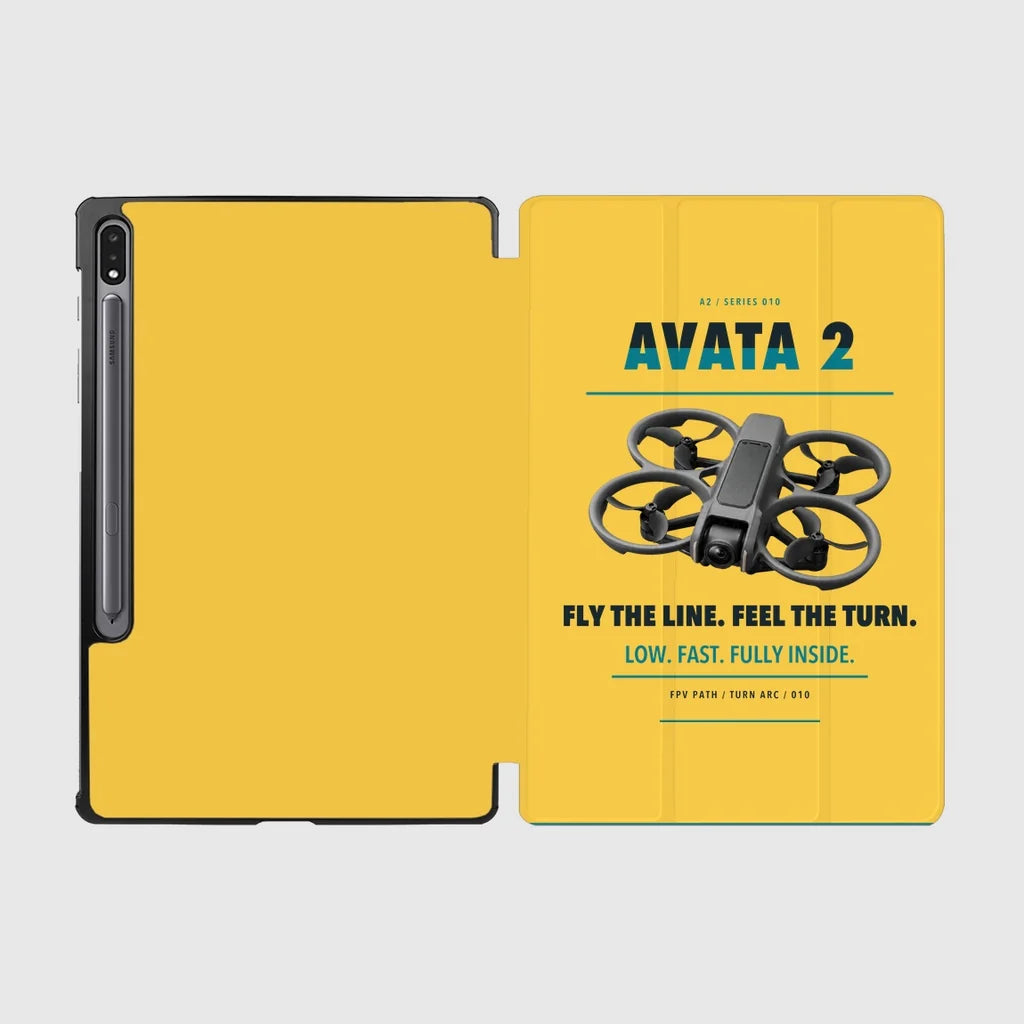 DJI Avata 2 design on yellow samsung tablet tablet case