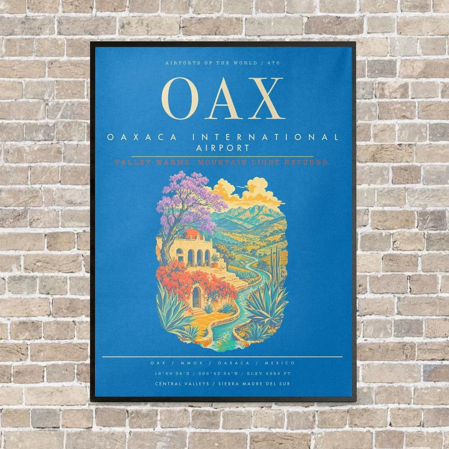 Oaxaca International Airport OAX - Canvas Framed - Turquoise