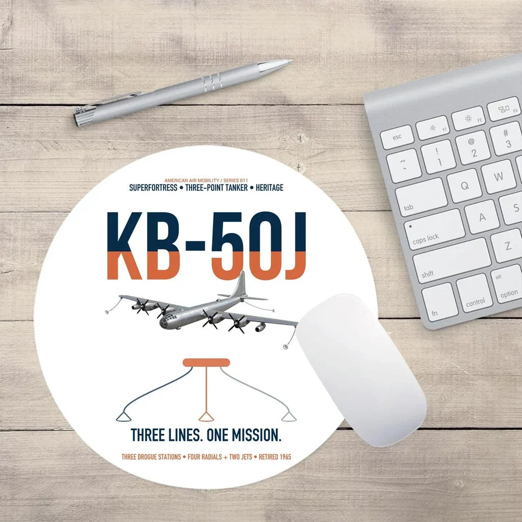 KB-50J Superfortress design on white round mouse pad