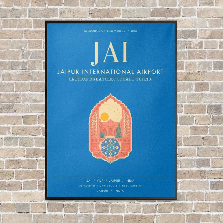 Jaipur International Airport JAI - Canvas Framed - Turquoise