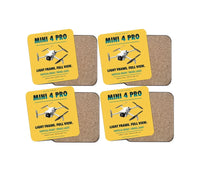 Thumbnail for DJI Mini 4 Pro design on yellow 4 pieces set coaster