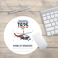 Thumbnail for Turkish Aerospace T625 Gökbey design on white round mouse pad