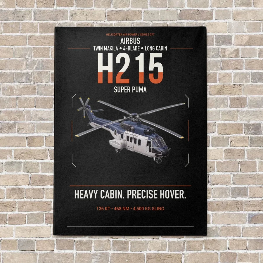 Airbus H215 vertical canvas print - no frame - black background