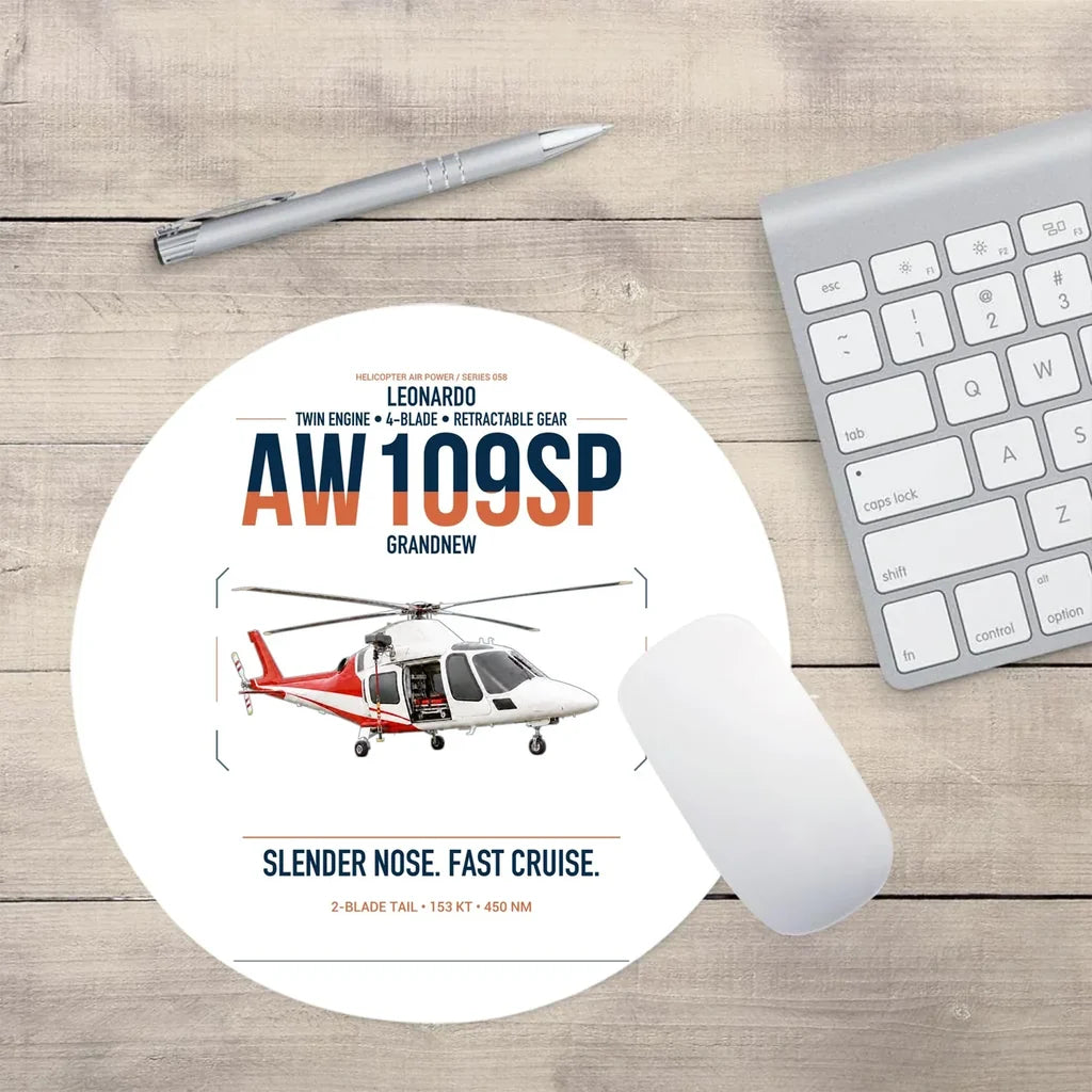 Leonardo AW109SP GrandNew design on white round mouse pad