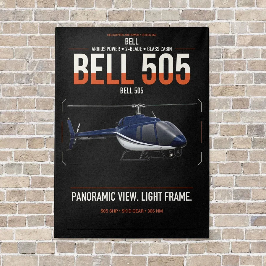 Bell 505 vertical canvas print - no frame - black background