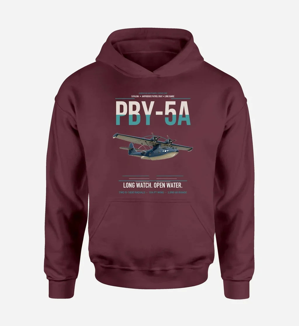 PBY-5A Catalina design on dark red double-side hoodie, single-side print