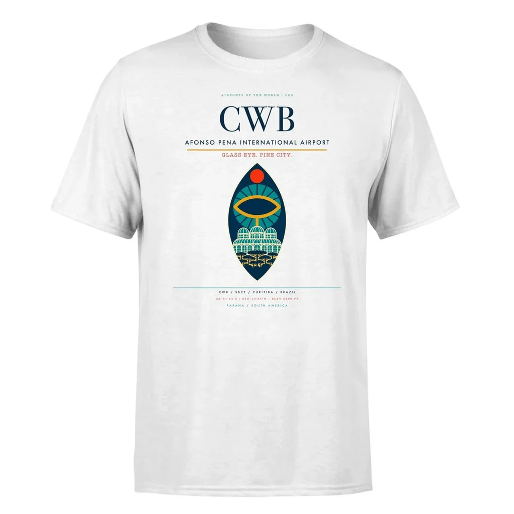 Afonso Pena International Airport (CWB) T-Shirt single-side front print in White | afonso-pena-international-airport-cwb-double-side-t-shirt