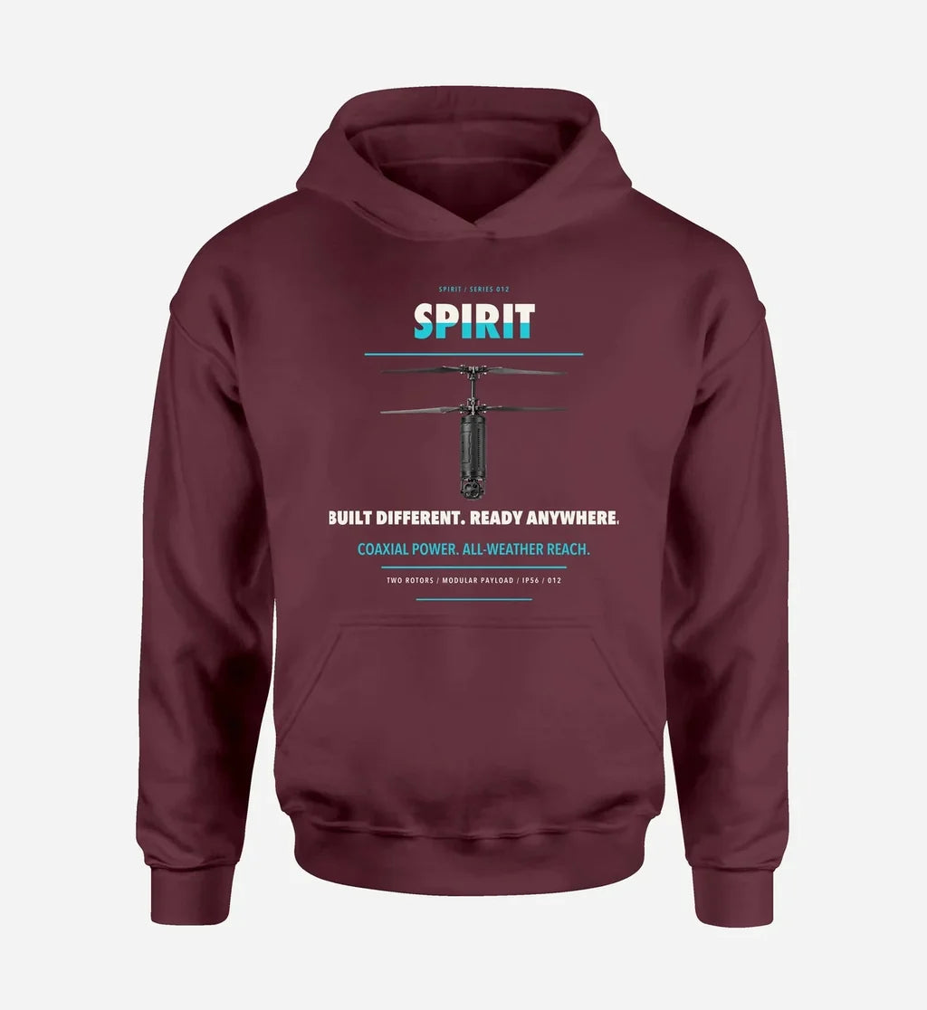 Ascent AeroSystems Spirit design on dark red hoodie single side