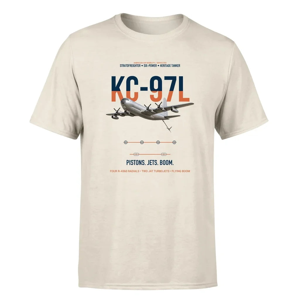 KC-97L STRATOFREIGHTER design on beige double-side t-shirt, single-side print