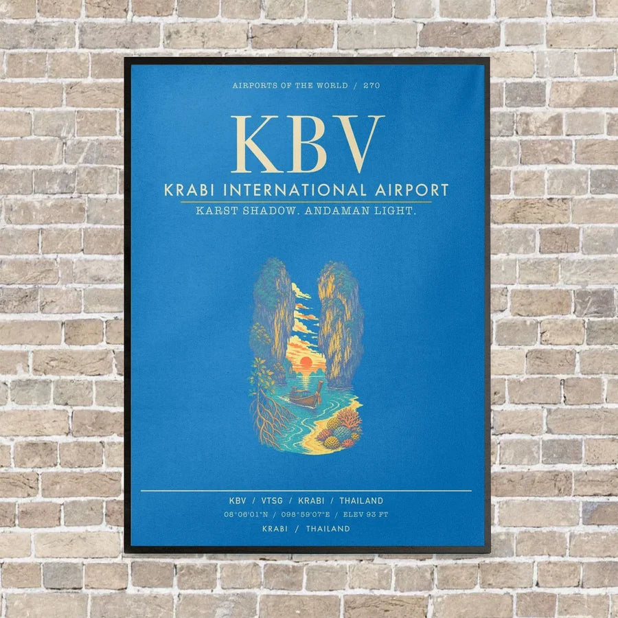 Krabi International Airport KBV - Canvas Framed - Turquoise