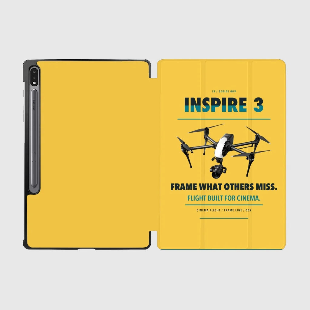 DJI Inspire 3 design on yellow samsung tablet tablet case