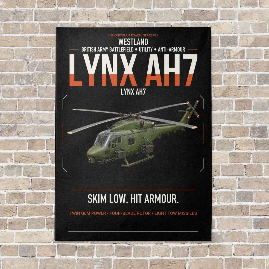 Westland Lynx AH7 vertical canvas print - no frame - black background