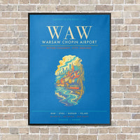 Thumbnail for Warsaw Chopin Airport WAW - Canvas Framed - Turquoise