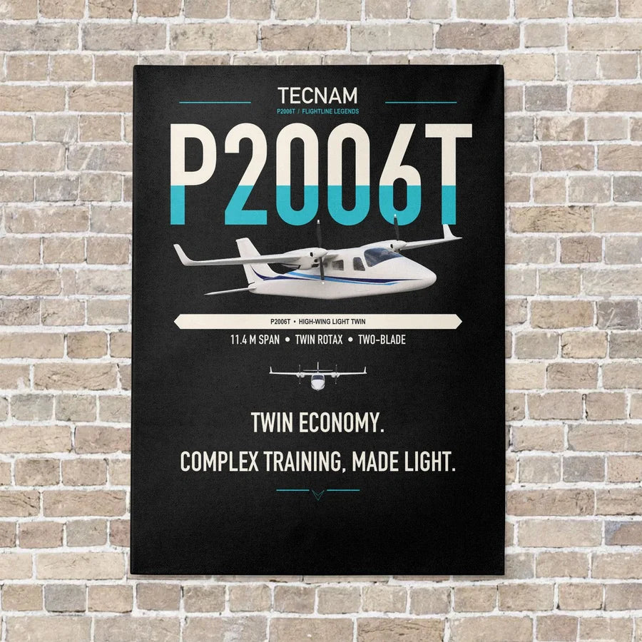 Tecnam P2006T vertical canvas print - no frame - black background