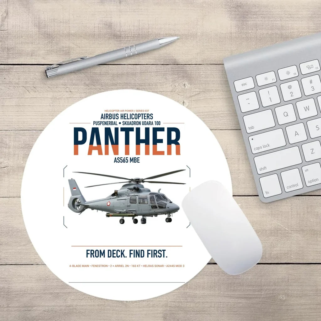 Airbus Helicopters AS565 MBe Panther design on white round mouse pad