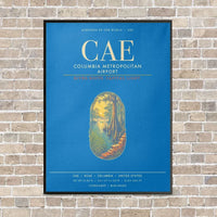 Thumbnail for Columbia Metropolitan Airport CAE - Canvas Framed - Turquoise