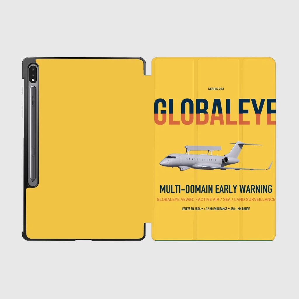 Saab GlobalEye design on yellow samsung tablet tablet case