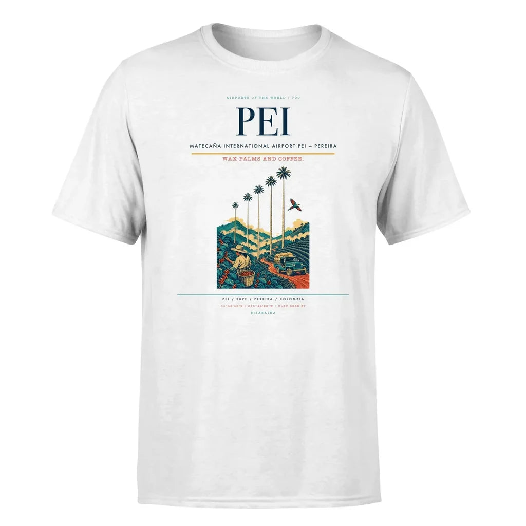 Matecaña International Airport (PEI) T-Shirt single-side front print in White | matecaña-international-airport-pei-double-side-t-shirt