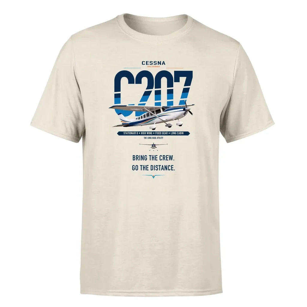 Cessna T207A Stationair 8 design on beige t-shirt, single-side print