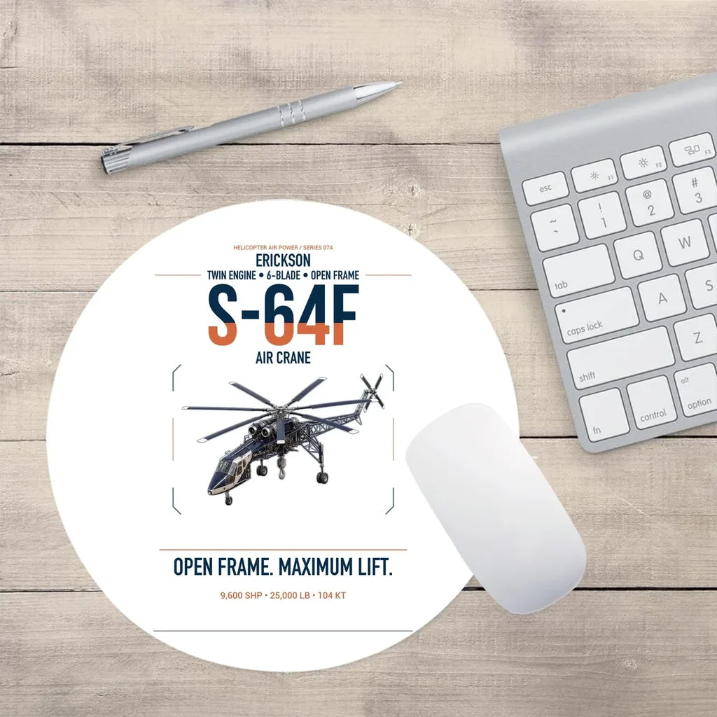 Erickson S-64F Air Crane design on white round mouse pad