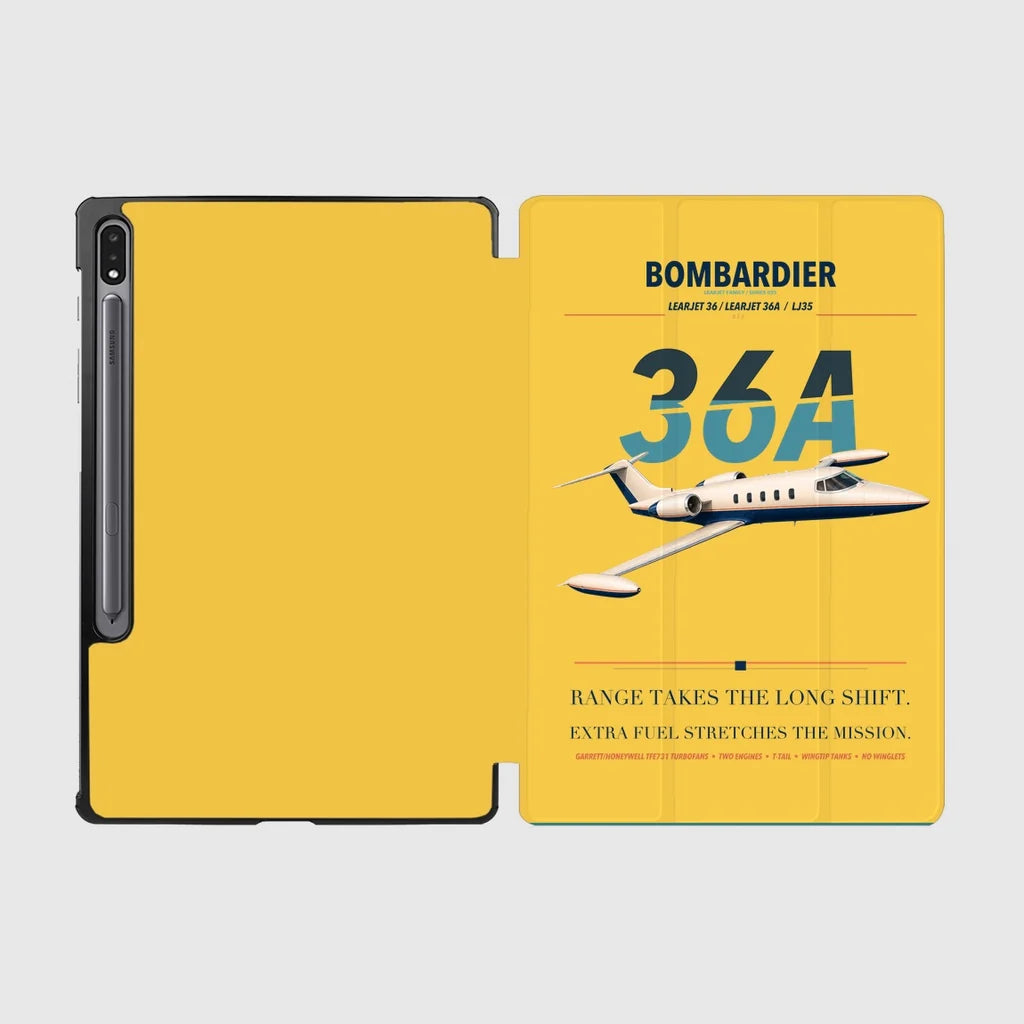 Bombardier Learjet 36A design on yellow samsung tablet tablet case