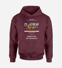 Thumbnail for Canadair CL-415EAF design on dark red double-side hoodie, single-side print