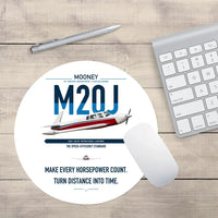Thumbnail for Mooney M20J 201 design on white round mouse pad