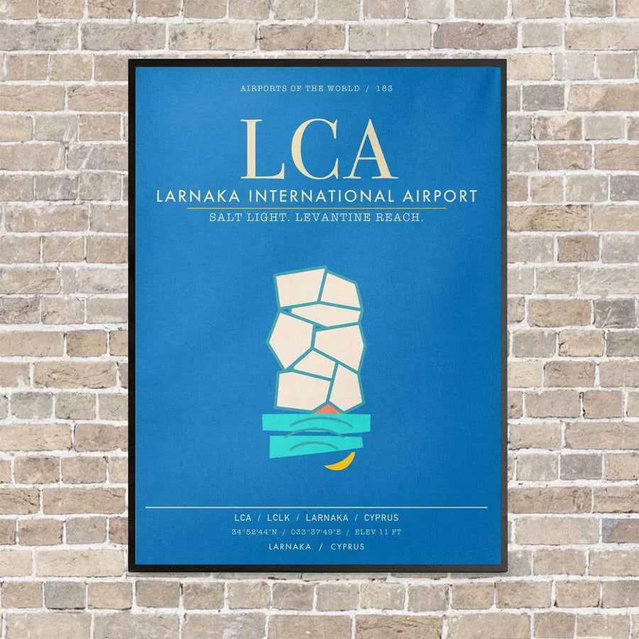 Larnaka International Airport LCA - Canvas Framed - Turquoise