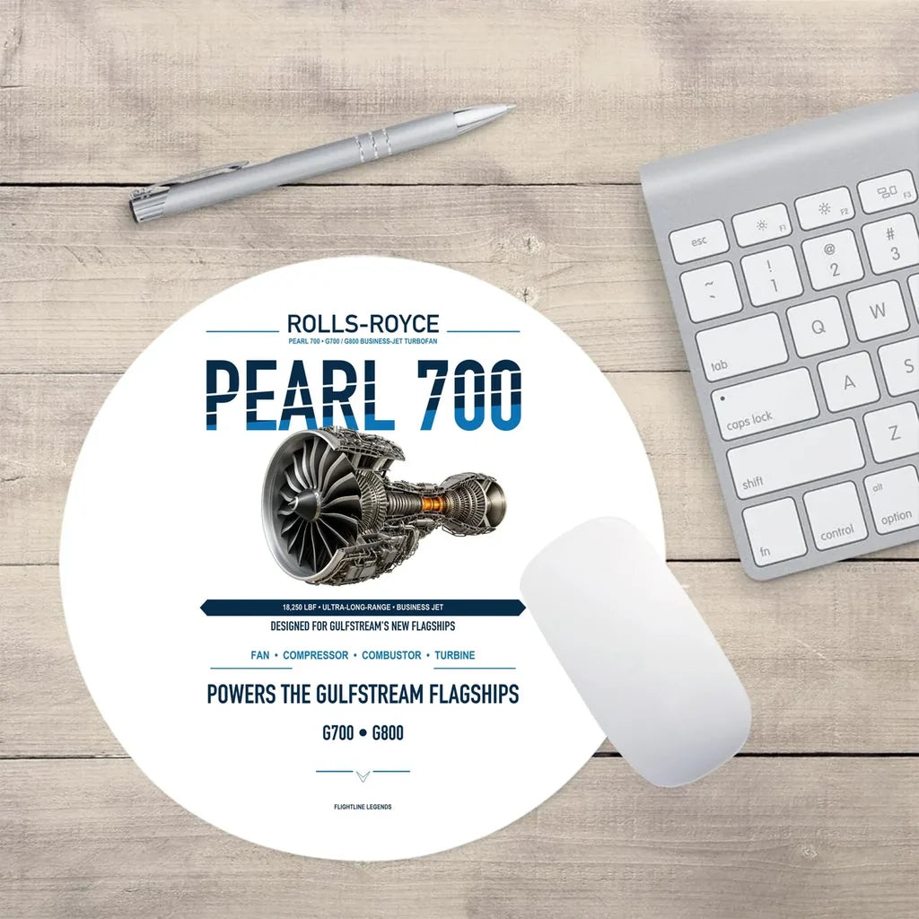 PEARL 700 design on white round mouse pad