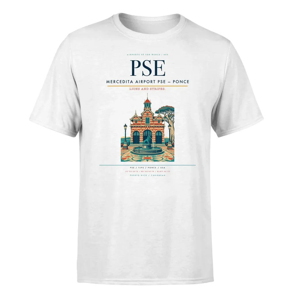 Mercedita Airport (PSE) T-Shirt single-side front print in White | mercedita-airport-pse-double-side-t-shirt