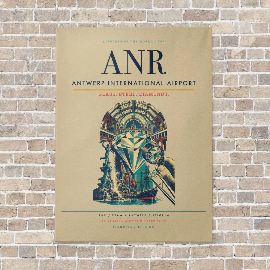 Antwerp International Airport ANR - Canvas No Frame - Beige
