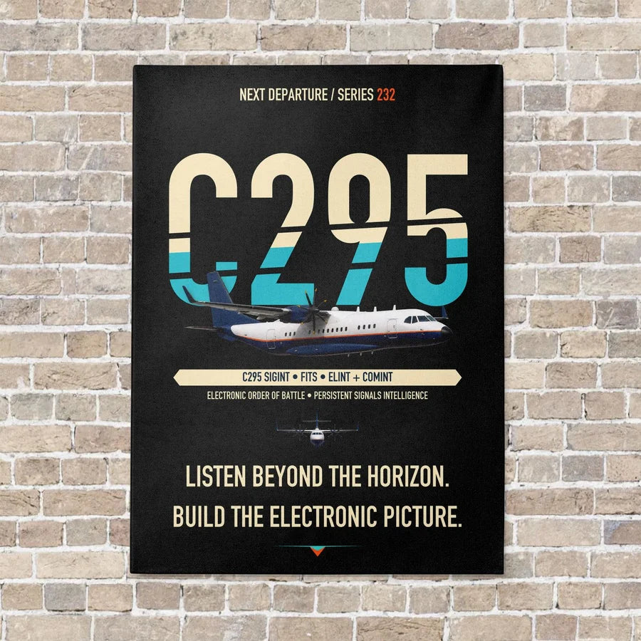 Airbus C295 SIGINT vertical canvas print - no frame - black background